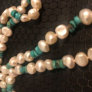 Pearl and Turquoise Necklace, 19"